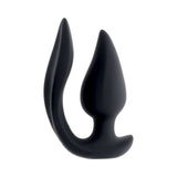 Evolved The Genie Anal Plug Black showcasing its sleek, tapered design and flexible stimulator for ultimate pleasure.