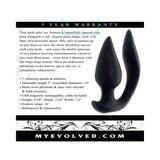 Evolved The Genie Anal Plug Black multi-play toy with tapered slim plug and petal-shaped stimulator.