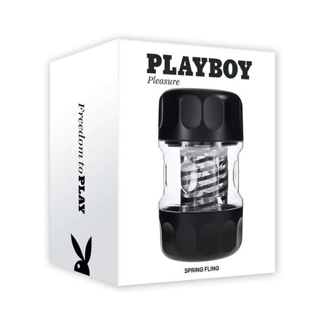 Playboy Pleasure Spring Fling Clear stroker packaging showcasing its sleek design and enticing features.