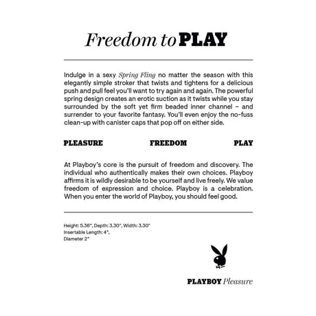 Playboy Pleasure Spring Fling Clear stroker with elegant design for sensual satisfaction and freedom to play.