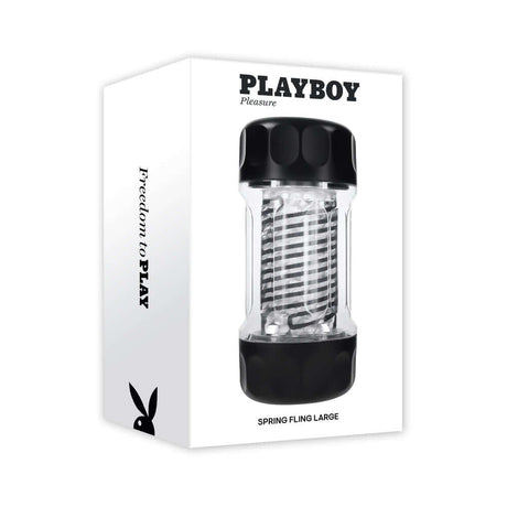 Playboy Pleasure Spring Fling Large Clear packaging showcasing the innovative stroker design for ultimate pleasure.