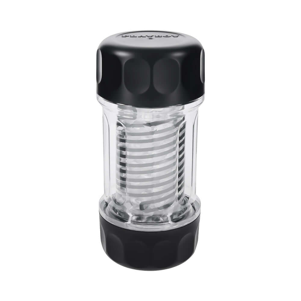 Playboy Pleasure Spring Fling Large Clear stroker with lifelike feel and powerful internal spring for pleasure.