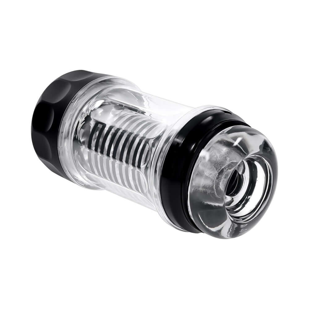 Playboy Pleasure Spring Fling Large Clear stroker with internal spring for enhanced pleasure.