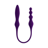 Playboy Pleasure This and That Double End Massager Acai in purple silicone design for versatile pleasure.
