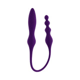 Playboy Pleasure This and That Double End Massager Acai in smooth purple silicone design.