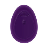 Playboy Pleasure This and That Double End Massager Acai purple silicone massager with control button on smooth surface.