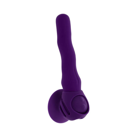 Playboy Wiggle It Vibrator Acai, purple vibrator with twisting shaft and control button for pleasurable sensations.