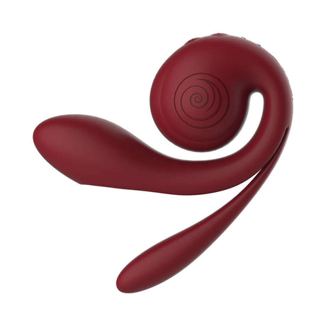 SVibe Snail Gizi Pro Vibrator Bordeaux, a red silicone vibrator for triple-zone stimulation and ergonomic design.