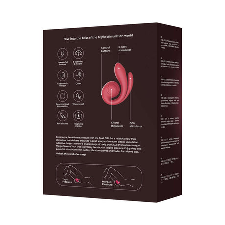 SVibe Snail Gizi Pro Vibrator Bordeaux packaging showcasing triple stimulation features and silicone design.