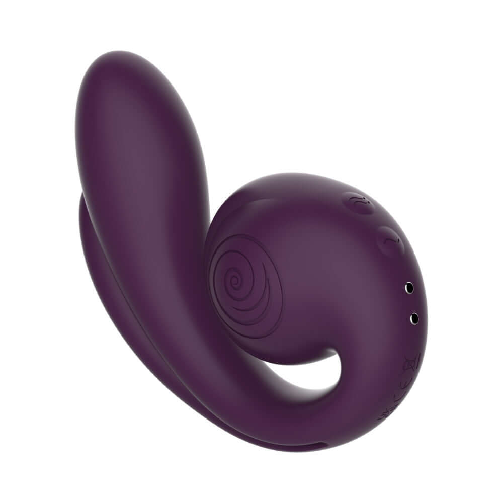 SVibe Snail Gizi Pro Vibrator Grapo in purple silicone, designed for triple-zone stimulation and ergonomic comfort.