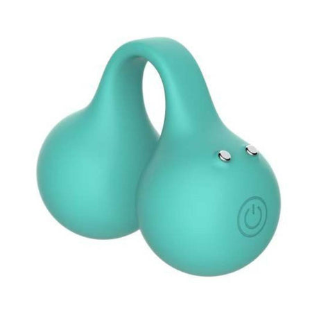 Svibe Snail Twinn Finger App Vibrator Tiffany in teal color with two rounded shapes and control buttons.