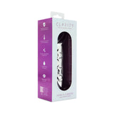 Clarity Heras Caress Glass Dildo packaging showcasing elegant design and product features for refined pleasure.