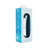 Clarity Seraphic Rapture Glass Dildo packaging, showcasing a sleek design and product details.