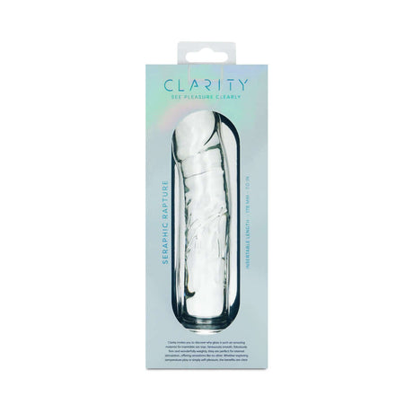 Clarity Seraphic Rapture Glass Dildo packaging showcasing its elegant design and craftsmanship.