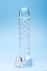 Clarity Seraphic Opus Glass Dildo featuring a sleek design and handblown borosilicate glass in clear finish.
