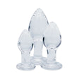 Clarity Utopian Trinity Glass Plug Set - three-piece glass butt plug set for all levels of play.