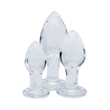 Clarity Utopian Trinity Glass Plug Set - three-piece glass butt plug set for all levels of play.