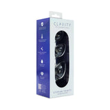 Clarity Utopian Trinity Glass Plug Set packaging featuring three glass butt plugs for progressive play.