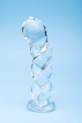 Clarity Seraphic Braid Glass Dildo with unique spiral design for dynamic textured pleasure.