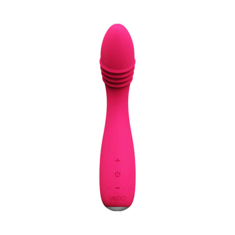 VeDO Ohni Rechargeable G-Spot Thrusting Vibe Pink, a powerful dual-stimulation vibrator for targeted pleasure.