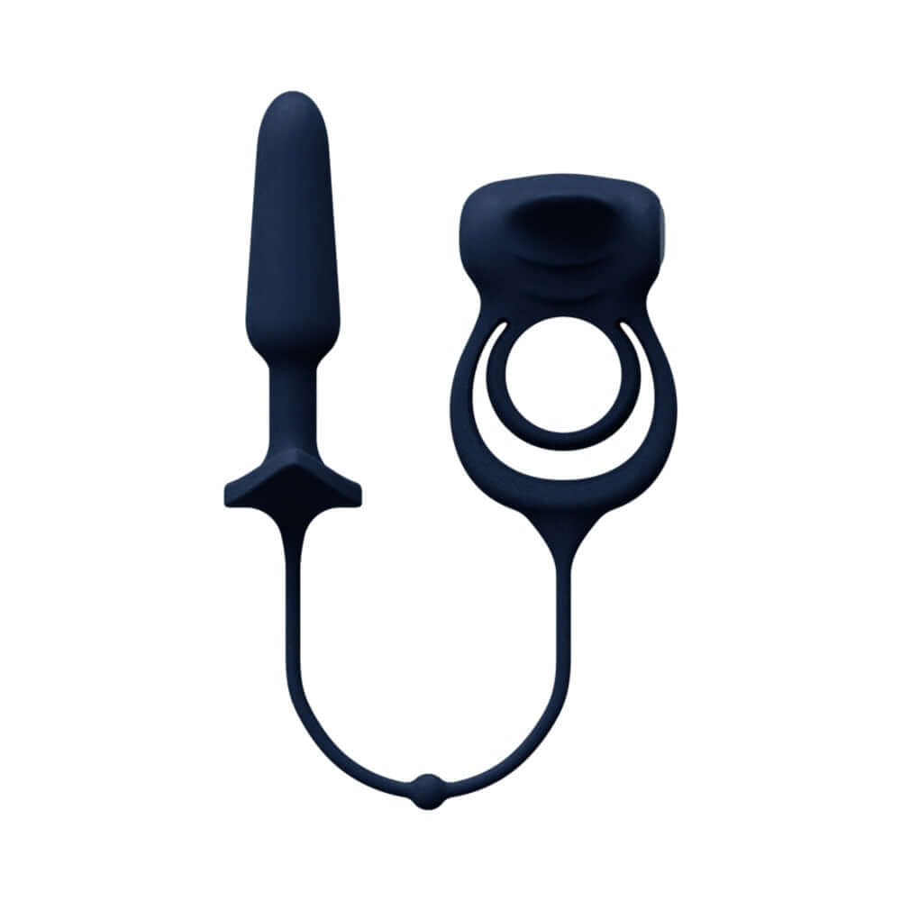 VeDO Humper Rechargeable Dual C-Ring with Anal Plug Black - dual stimulation pleasure device