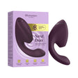 Womanizer Next Duo Massager Dark Purple packaging showcasing 3D Pleasure Air technology and G-spot vibrations.