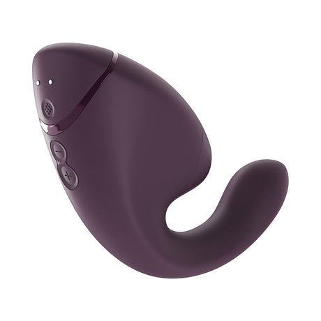 Womanizer Next Duo Massager Dark Purple showcasing its unique design and features for enhanced pleasure.