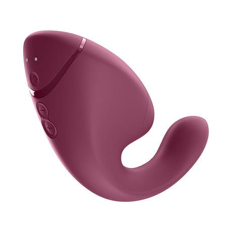 Womanizer Next Duo Massager Dusky Pink showcasing its ergonomic design and dual stimulation features.