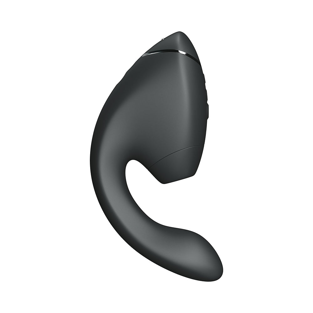 Womanizer Next Duo Massager Black side view showcasing its sleek design and dual stimulation features.