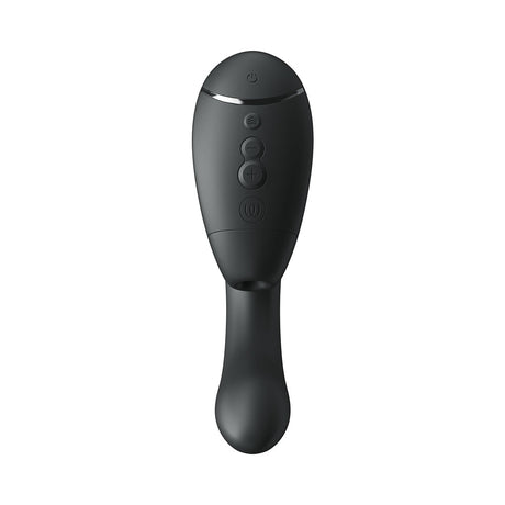 Womanizer Next Duo Massager Black front view with control buttons for ultimate pleasure.