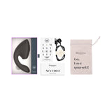 Womanizer Next Duo Massager Black packaging with accessories and guide for pleasure enhancement.