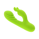 Evolved Brat Bunny Rabbit Vibrator Green in vibrant green color featuring textured G-spot head and flickering ears.