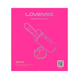 Lovense Spinel Thrusting Vibrating Dildo packaging design with app-controlled features and instructions.