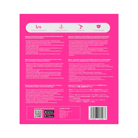 Back packaging of Lovense Spinel Thrusting Vibrating Dildo, showcasing features and specifications.