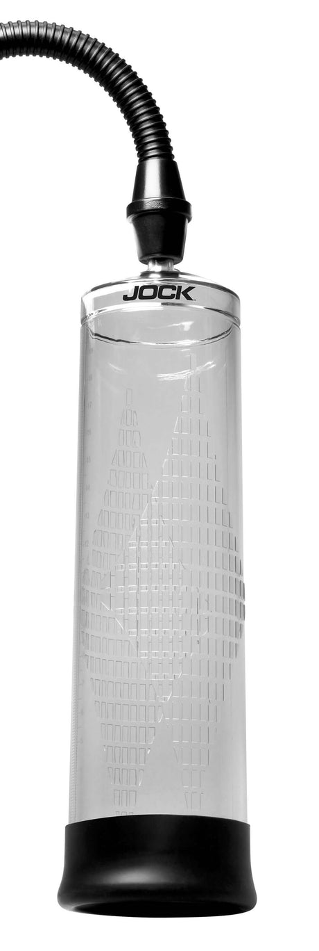 JOCK Amp Up Penis Pump with Pull Rod showing a clear enhancement device with a flexible hose.