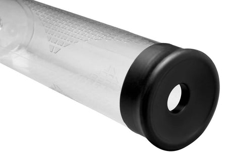 Close-up of the JOCK Amp Up Penis Pump with Pull Rod showing sleek design and precision mechanism.