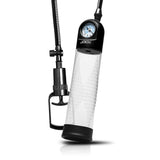 JOCK Pump Up Gauge Penis Pump with Pull Rod showing vacuum pressure gauge and pull rod for performance enhancement.