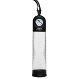 JOCK Pump Up Gauge Penis Pump with Pull Rod displaying vacuum gauge for performance enhancement and training.