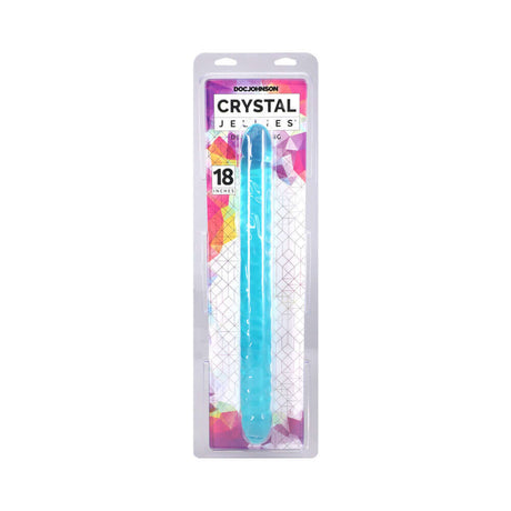 Crystal Jellies 18 inches Double Dong Teal packaging with colorful design and product details.