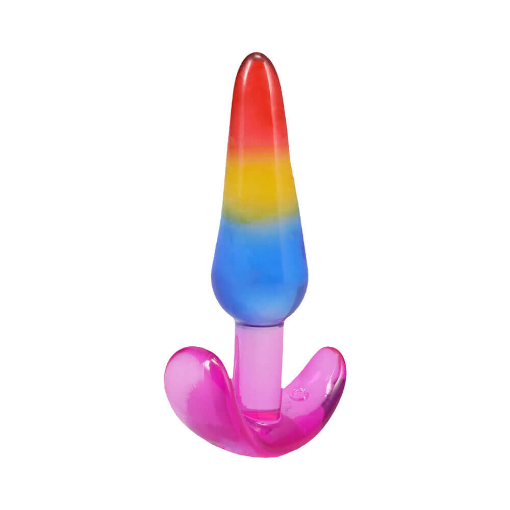 Crystal Jellies Anal Trainer Set S M L Rainbow tapered anal plug in vibrant rainbow colors.