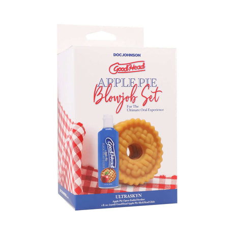 GoodHead Apple Pie Blowjob Set packaging featuring a playful apple pie design and oral gel for enhanced pleasure.