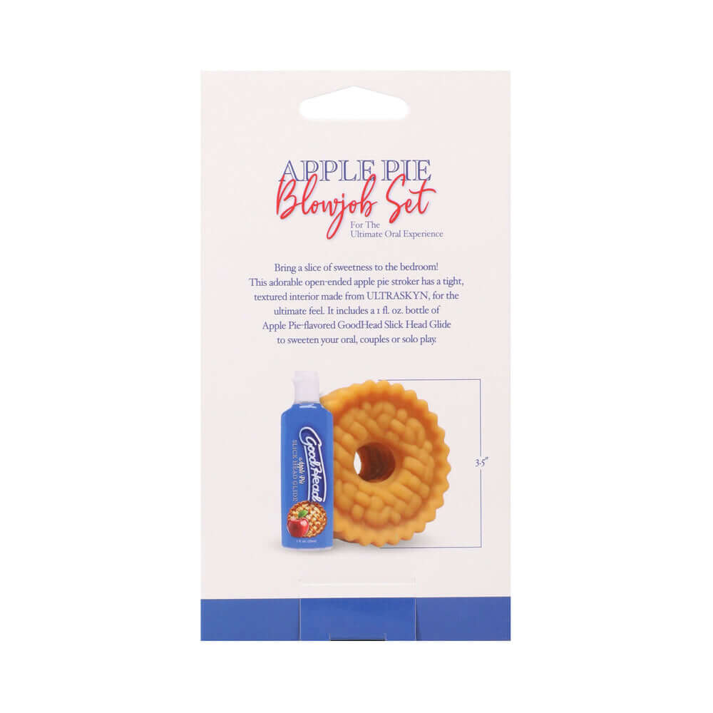 GoodHead Apple Pie Blowjob Set packaging featuring a realistic stroker and flavored lube for enhanced pleasure.