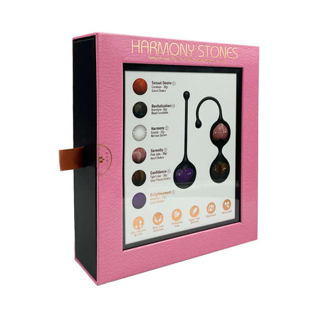 Adrien Lastic Harmony Stones Kegel and Chakra Set packaging displaying six natural stones for intimate wellness and chakra alignment.