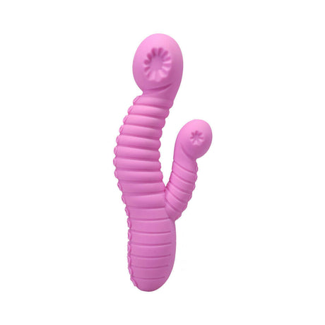 Polynesian Pleasures Into The C Seapuss Purple vibrator with curved shape and soft rippled textures.