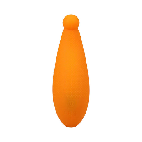 Polynesian Pleasures Into The C Sun Coralee Sunrise Orange silicone vibrator in a vibrant orange color.