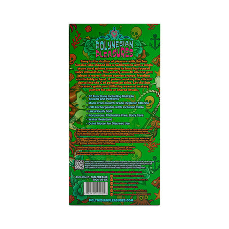 Polynesian Pleasures Into The C Sun Coralee Sunrise Orange product packaging back with features and instructions.