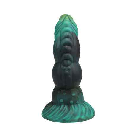Vac-U-Lock x Fantasy Fuckers Green Serpent, a textured fantasy dildo with scale-like design and vibrant colors.