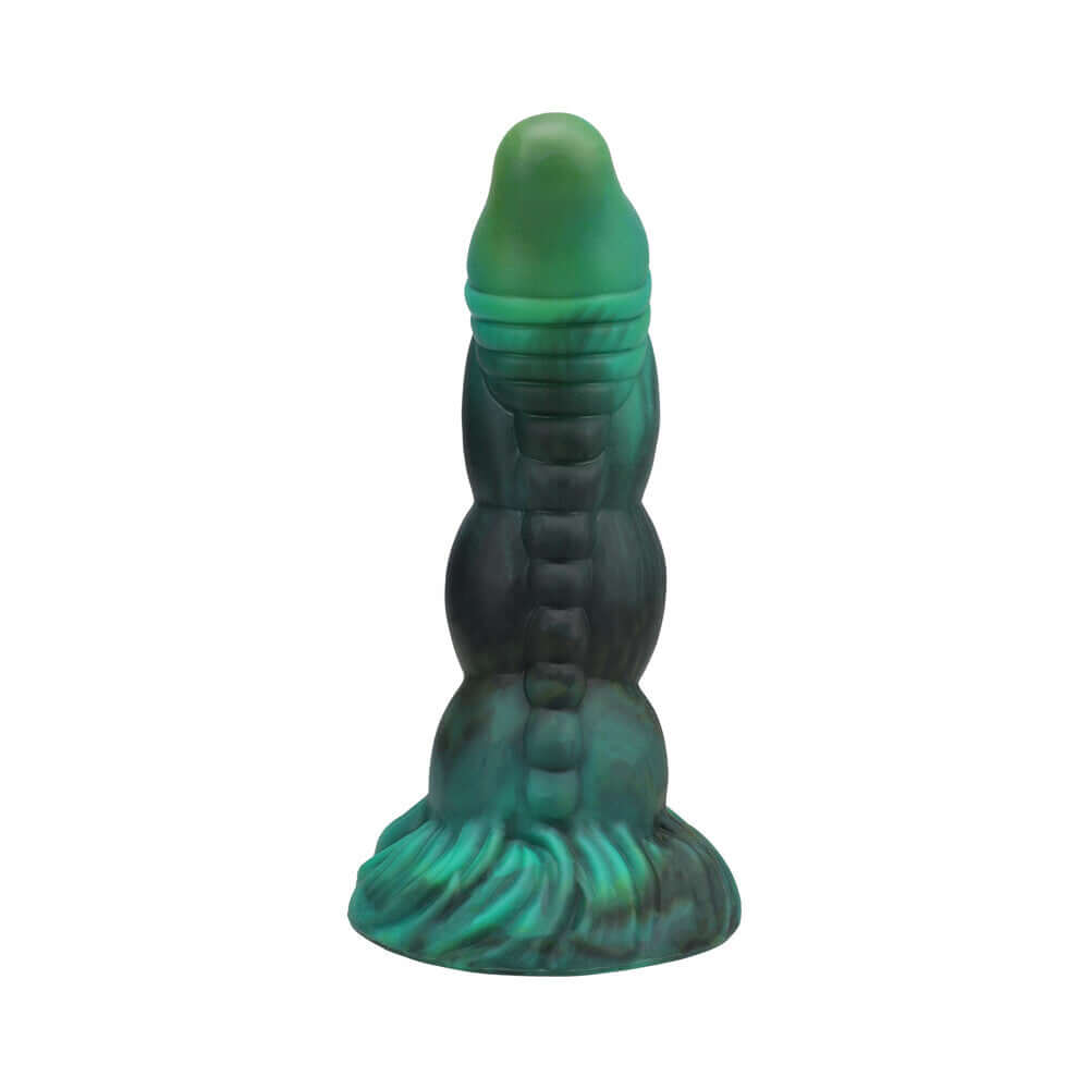 Vac-U-Lock x Fantasy Fuckers Green Serpent fantasy dildo with textured surface and vibrant green color.