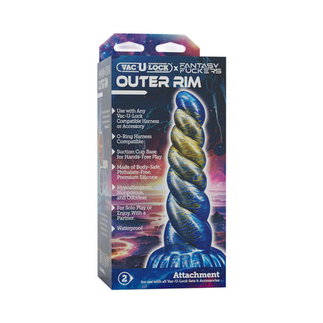 Vac-U-Lock x Fantasy Fuckers Outer Rim Blue Gold packaging showcasing its unique design and features for enhanced pleasure.