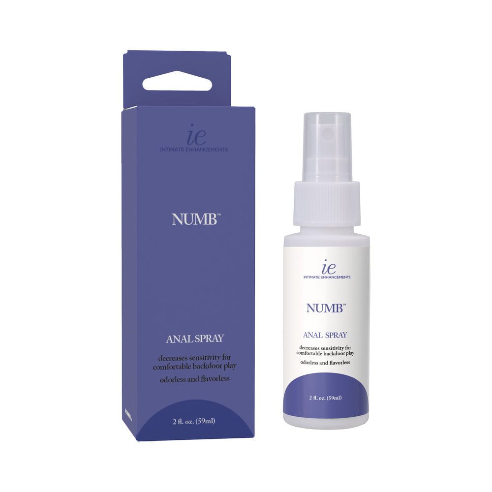 Intimate Enhancements Numb Anal Numbing Spray 2 Oz with packaging for comfortable anal play.